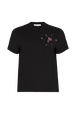 T-shirt col rond manches courtes en jersey de coton Noir vue de face