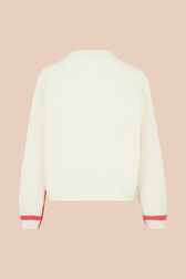 Pull à broderie motif bouche femme Ecru vue de dos