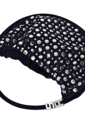 Domino medium bag in suede and studs Navy details view 2