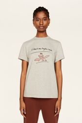 Women "La Beauté" Print T-Shirt Grey front worn view