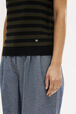 Striped Short-Sleeved Crew Neck Sweater Striped black/khaki details view 2