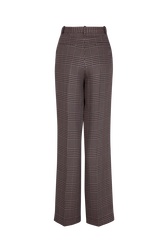 Prince of Wales Check Pleated Trousers Check navy/brown back view