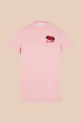 Women Mouth Print T-shirt Pink front view