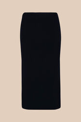 Women Cotton Midi Skirt Black back view