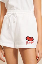 Short motif bouche femme Blanc vue de détail 2