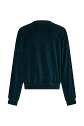Long-sleeved velvet sweater Dark green back view