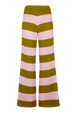 Pantalon ajouré bicolore rayé femme Raye baby pink/kaki vue de face