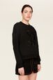 Women Plain Crewneck Sweater Black details view 1