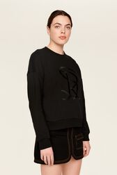 Women Plain Crewneck Sweater Black details view 1