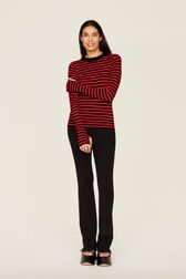 Pull chaussette rayé femme Raye noir/rouge vue de détail 3