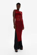 Robe longue fendue et asymétrique femme Rouge vue de détail 1