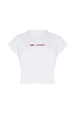 T-shirt coton multicolore signature femme Blanc vue de face