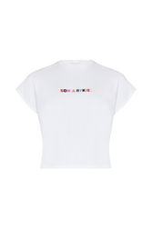 T-shirt Crop Logo SR Multicolore White front view