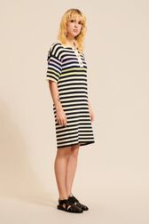 Robe polo oversize rayé multicolore femme Bleu nuit vue de détail 1