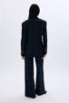 Menswear-inspired tartan blazer Check navy green back worn view