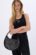 Sac Domino médium en nylon et studs Noir vue portée de dos