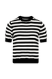 Sweater manches courtes Big Poor Boy rayé femme Raye noir/blanc vue de face