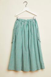 Jupe longue fille vichy Vert vue de dos