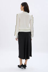 Sweater with ruffle detail Cream back worn view