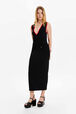Women Colourful Details Viscose Dress Black details view 1