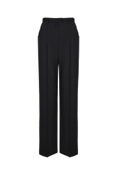 Cool Wool High-waisted Trousers Black front view