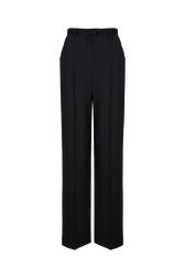 Cool Wool High-waisted Trousers Black front view