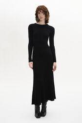 Robe col rond à manches longues Noir vue portée de face