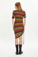 Striped short-sleeved mini dress with asymmetric collar Multico striped back worn view