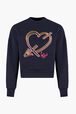 Crop Heart Sweatshirt Navy front view