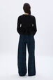 Long-sleeved jersey top Black back worn view