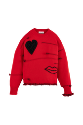Pull laine intarsia charms femme Rouge vue de face