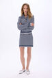 Pull camionneur marinière en coton mélangée Raye blanc / bleu vue portée de face