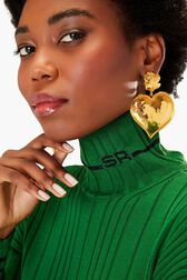 "SR" Black Turtleneck Sweater Green details view 1