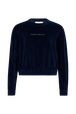 Pull manches longues en velours Bleu canard vue de face
