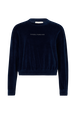 Long-Sleeved Velvet Sweater Blue duck front view