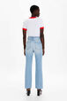 Women High-Waisted Jeans Stonewashed indigo back worn view
