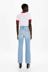 Women High-Waisted Jeans Stonewashed indigo back worn view
