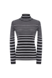 Pull col roulé rayée en laine et lurex Raye noir/argent vue de face