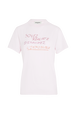 Women Rhinestone Print Cotton T-Shirt Baby pink front view