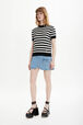Sweater manches courtes Poor Boy rayé femme Raye noir/blanc vue de détail 2