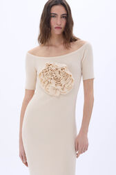Robe longue col bateau détail fleur Vanilla vue de détail 1