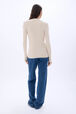 Round neck cardigan with flower detail Vanilla back worn view