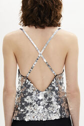 Top à bretelles sequins femme Argent vue de détail 2
