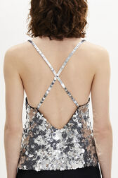 Sequin Strappy Top Silver details view 2