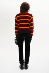 Wool and Cashmere Striped Jumper Striped red/orange back worn view