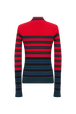 Striped knitted sweater with stand-up collar Striped blue/red back view