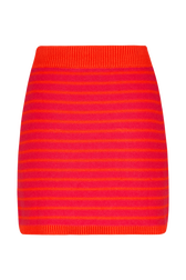 Women Striped Mini Skirt Striped fuchsia/coral back view