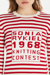 Striped round neck sweater 1968 Red/ecru details view 1