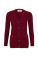Wool Knit V-Neck Cardigan Claret front view