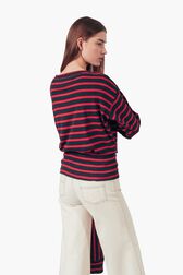 Marinière Cotton Sweatshirt Baby blue back worn view